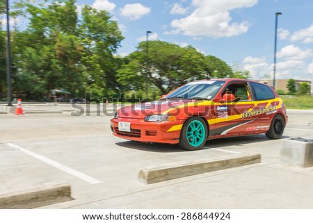 CHIANG MAI, THAILAND - JUNE 07: Undefined Drivers race wheel-to-wheel on Raceway (Temporary street ) , JUNE 07, 2015 in Chiang Mai, Thailand.
