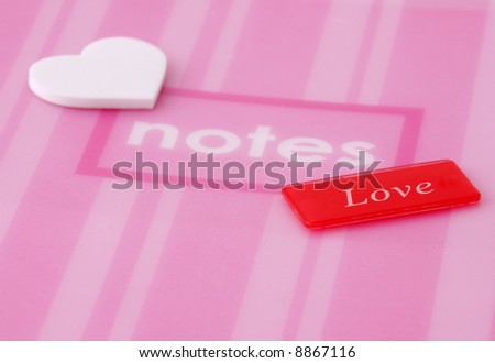 Notebook cover with love saying and foam heart