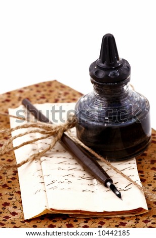 old style writing pen, letter and journal