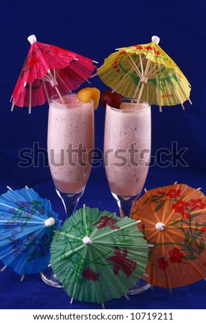 tropical smoothie drinks with oriental umbrellas