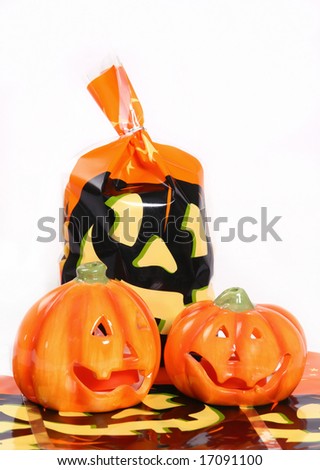 Halloween pumpkins with treat bag