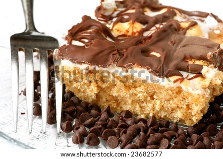 Close up of S\'mores snack cake with fork.