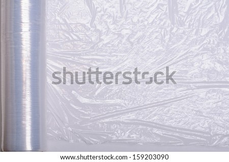 Wrapping plastic stretch film background.