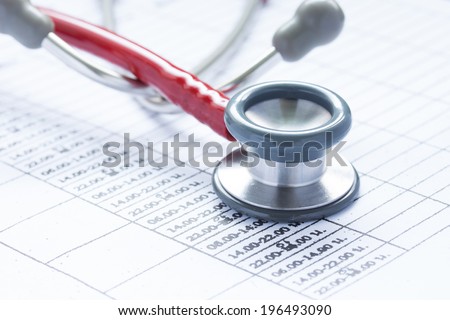 Stethoscope and time sheet
