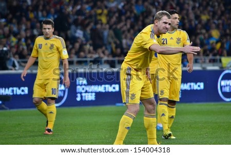 KIEV, UKRAINE - SEP 10: Kucher in action during the qualifying match 2014 World Cup between Ukraine vs England, 10 September 2013, NSC Olympic Stadium, Kiev, Ukraine