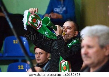 CHERKASSY, UKRAINE - APR 14: Fans at a basketball game against BC \