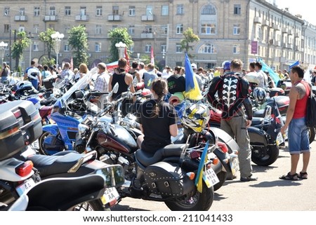 CHERKASSY, UKRAINE - AUG 2: Motor Festival with bikers on motorcycles in Cherkassy \