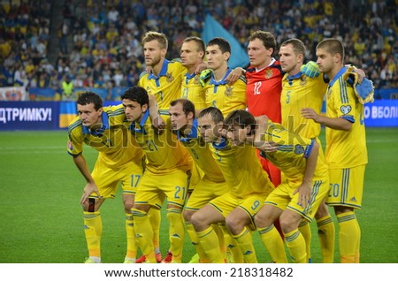KIEV, UKRAINE - SEP 8: Group photo of the Ukrainian national team during the match Ukraine 0-1 Slovakia UEFA Euro 2016 qualifier match, 8 September 2014, Kiev, Ukraine