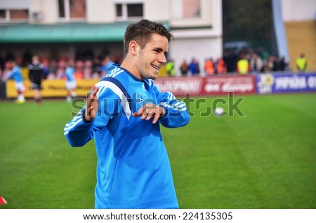 CHERKASSY, UKRAINE - OCT 10: Youth football team Germany trains during the play-off match UEFA Euro 2015 Ukraine U21 0-3 Germany U21, 10 October 2014, Cherkassy, Ukraine