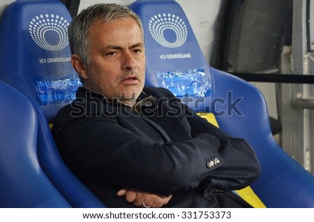 KIEV, UKRAINE - OCT 20: Head coach manager Jose Mourinho during the UEFA Champions League match between Dinamo Kiev vs Chelsea, 20 October 2015, Olympic NSC, Ukraine