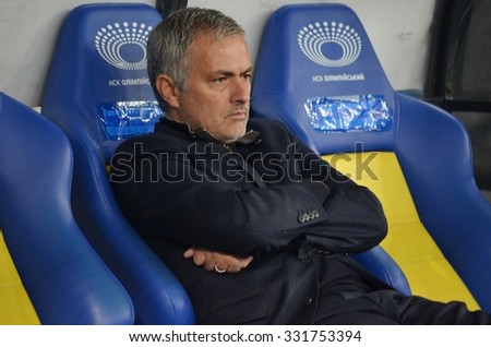 KIEV, UKRAINE - OCT 20: Head coach manager Jose Mourinho during the UEFA Champions League match between Dinamo Kiev vs Chelsea, 20 October 2015, Olympic NSC, Ukraine
