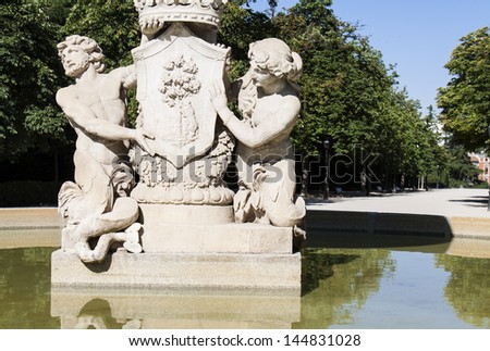 Detail of Artichoke Fountain, Retiro Park, Madrid, Spain. It was built in 1781, by the architect Ventura Rodriguez