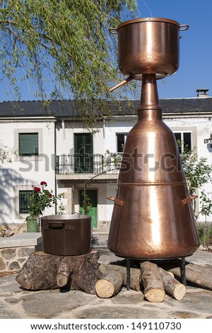 Big Distillery Still in Portomarin at Camino de Santiago, Spain