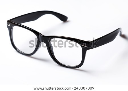 Eyeglasses with black rim over white background
