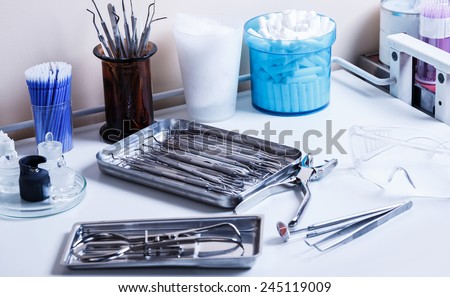 Workplace in dentist cabinet