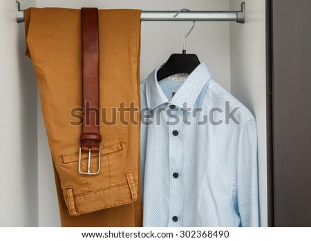 Male clothes in the closet