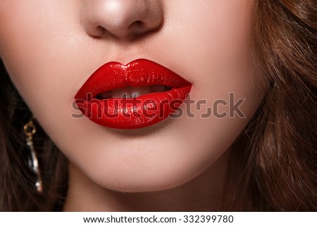 Beautiful red female lips