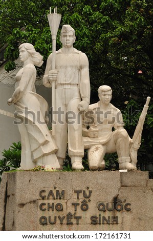 Statue of Viet Cong warriors Hanoi
