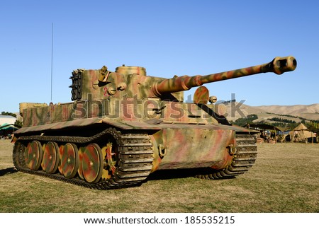 OMAKA-APRIL 03:German tank on the display during the royal New Zealand air force \