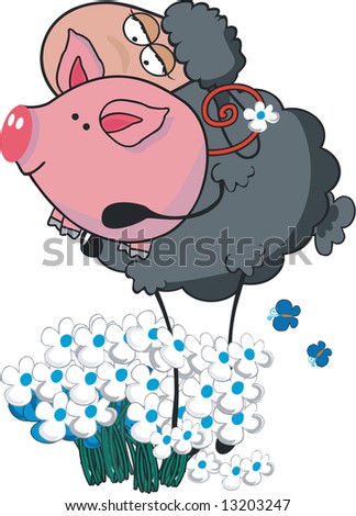 Pig With Flowers