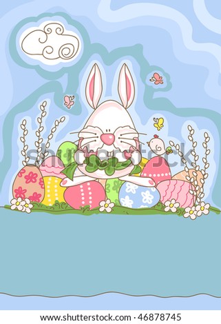 happy easter funny bunny. with funny bunny prepares