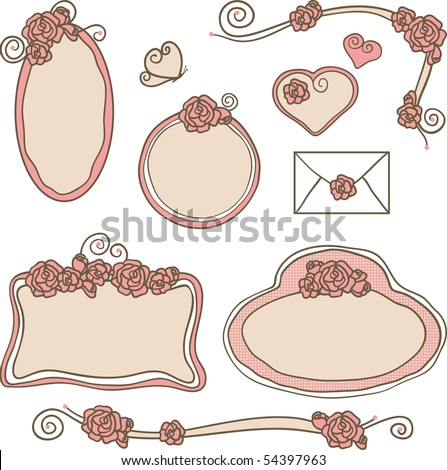 stock vector rose frames and borders