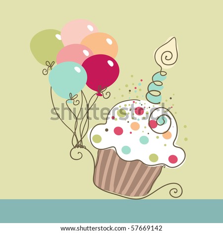 Cupcake Birthday Cake on Birthday Cupcake Stock Vector 57669142   Shutterstock