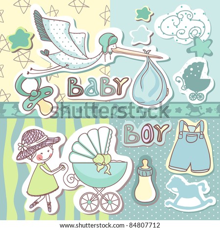  Baby Photo on Baby Boy Scrapbook Set Stock Vector 84807712   Shutterstock