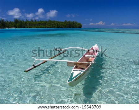 stock photo Fishing boat in Moorea beach Polynesia