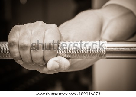 hand on the training bar