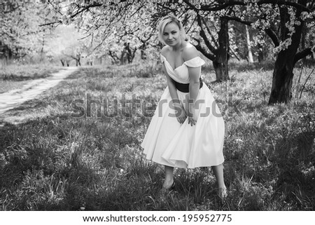 blonde spring portrait black and white