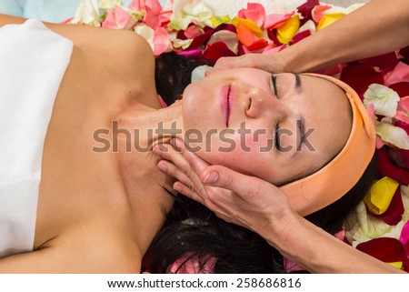 Beauty treatments in the beauty salon. Beautician revitalizing facial. Facial massage. Beauty, facial, beautician.