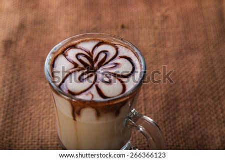 Latte art coffee cup of cappuccino. Cup of coffee latte