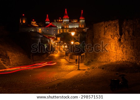 Medieval castle at night. View of a beautiful castle at night.