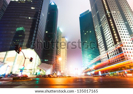 Shanghai Lujiazui Finance and Trade Zone of the modern city night background