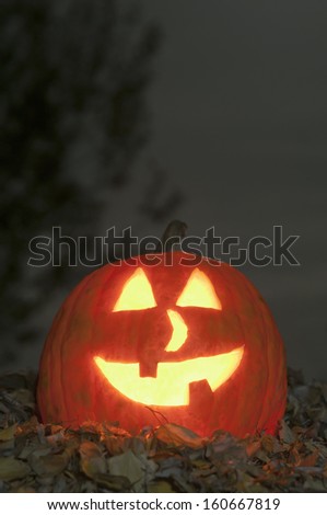 Long time exposure Halloween candlelight pumpkin by night