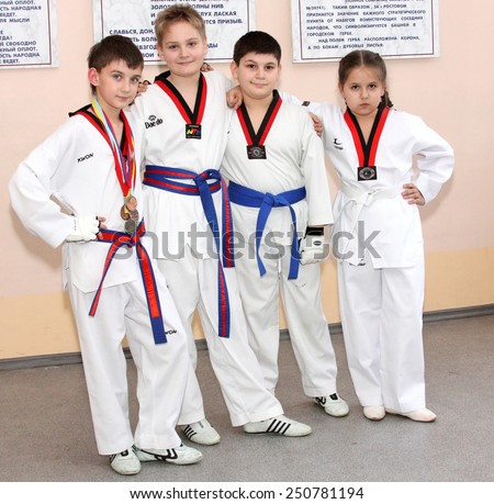 Russia, Rostov-on-Don - CIRCA 2015: the image shows children at competitions in fight of judo, circa 2015.