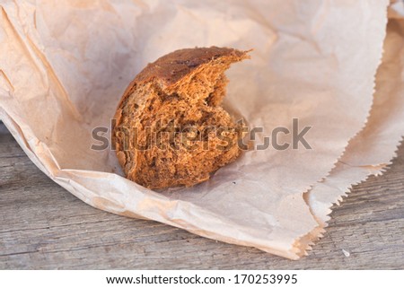 slice rye bread on the paper bag