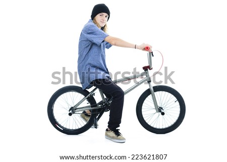 bike, teenager, boy, bike, white background, studio,teen