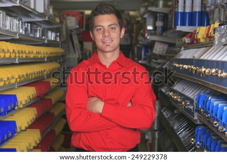 A employee of a hardware store at work