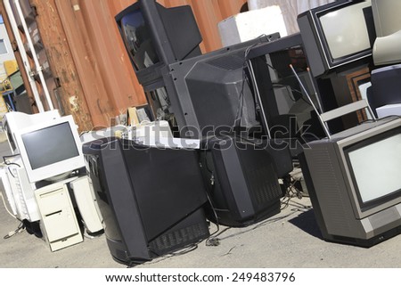 some Recycling Computer Monitor and TV  in a recycle center