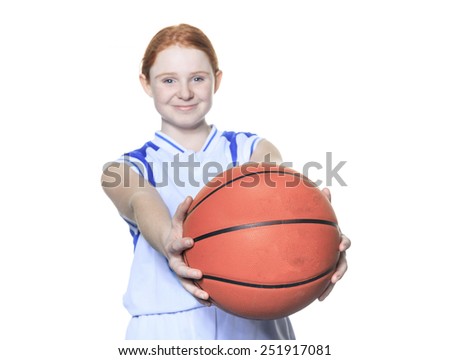 A teenager basketball player over a white background