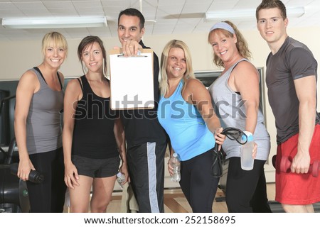 Gym and Fitness. A happy group of people