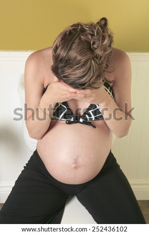 Pregnant woman having morning sickness during Pregnancy. Concept photo of pregnancy, pregnant woman lifestyle and health care.copyspace