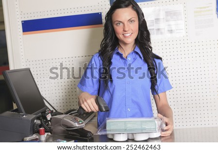 A clerk portrait in home appliance shop supermarket store