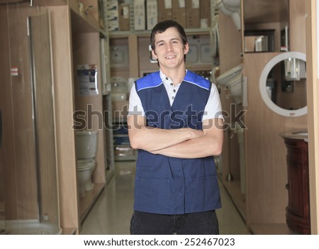A sales assistant portrait in home appliance shop supermarket store
