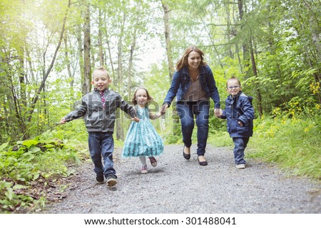 A family in forest having fun together