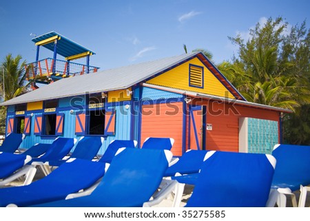 Colorful beach hut with \