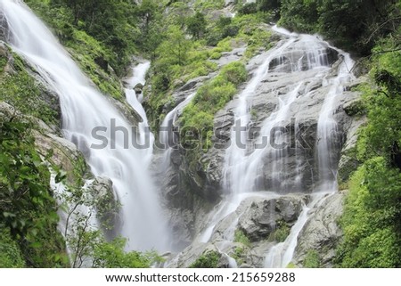 TAK,THAILAND - AUGUST 17,2014 : Pi Tu Kro Waterfall Is the tallest waterfall in Thailand with the height of 500 meters located west of Umphang forest in Tak , Thailand