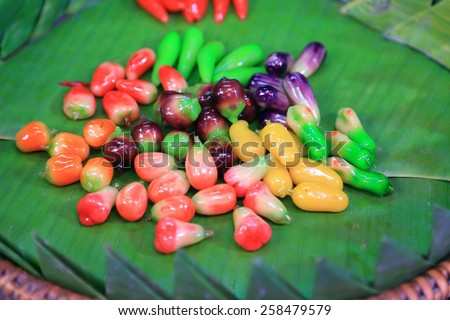 Deletable Imitation Fruits (Kanom Look Choup) - this dessert, many people think of a various kind of colorful fruits. Delerable Imitation Fruits is one of the popular auspicious Thai desserts.